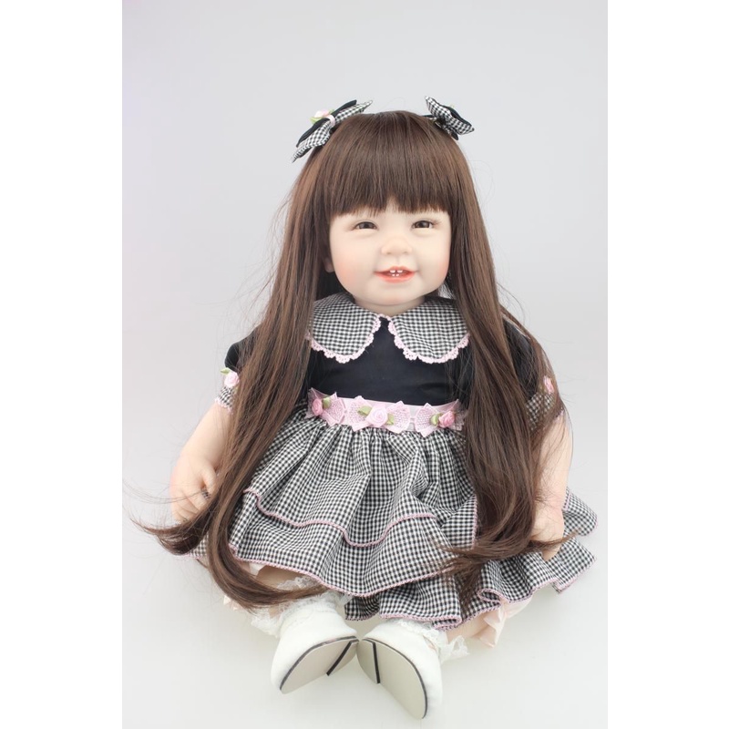 Long Hair Girl Realistic Reborn Doll Babies Silicone Lifelike Baby Dolls