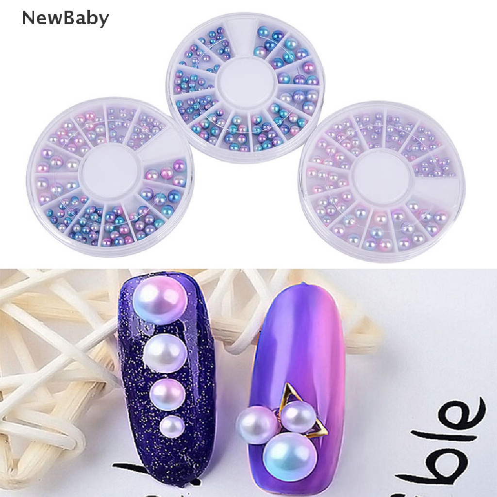 Manikmanik Mutiara Flat Back 3D Warna Gradasi Untuk Dekorasi Nail Art