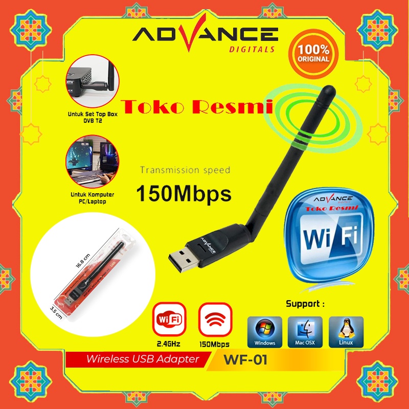 【Garansi 1 Tahun】 Advance Usb WiFi Dongle WF-01 Untuk Set Top Box DVB T2 Penangkap Internet Transmis