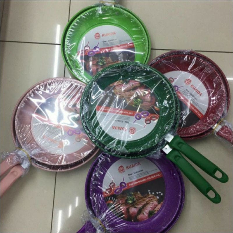 Teflon Set Marble 22cm dan 24cm/ Fry Pan Set Marble 22cm dan isi 2pcs