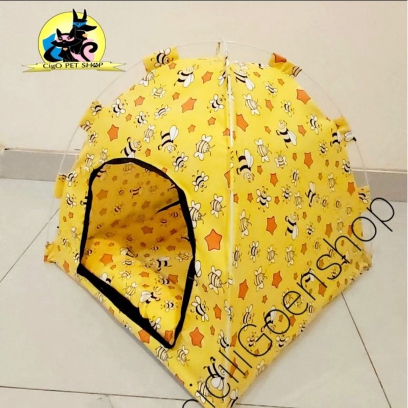 GRATIS 2 KALUNG N BANTAL TENDA MOTIF CANTIK kitten Kucing anjing gratis Alas Kasur n 2 kalung lonceng pet kandang tent portable praktis lipat