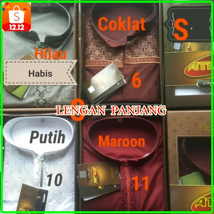 HOT PRICE, Baju koko Atlas pria dewasa lengan panjang kancing manset koko Atlas Elegant, (MOTIF ACAK