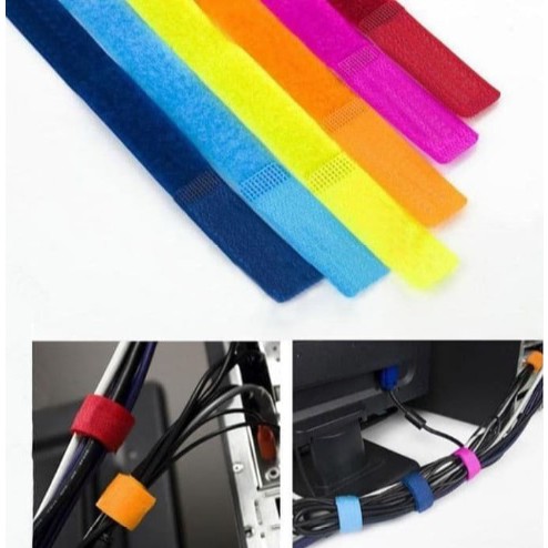 isi 10pcs Tali Velcro pengikat dan perapih kabel praktis