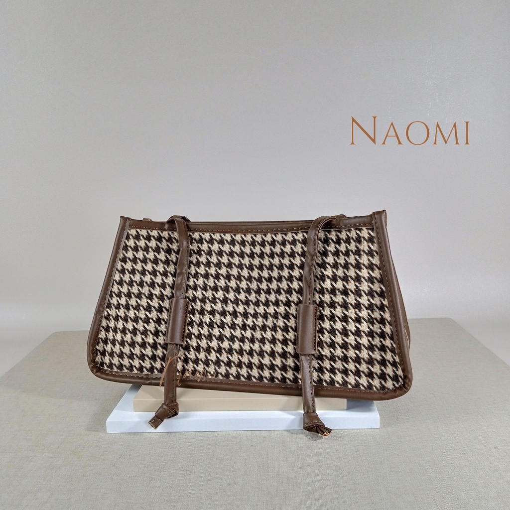 NAOMI - Margareth Shoulder Bag Import - Tas Branded Fashion Bag Wanita - Brown Black Shoulder Bag Premium - Tas Wanita - Tas Naomi - Naomi Bag - women bag