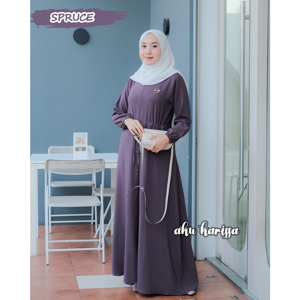 Dress Akifah ori aku karissa tifany twill dan videlya cringkle airflow dress serut bawah kancing busui