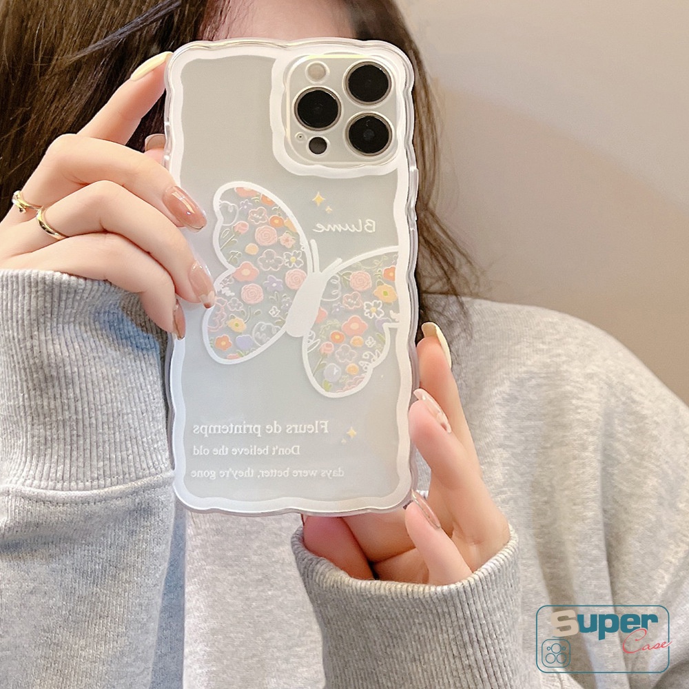 Soft Case Tpu Transparan Motif Kupu-Kupu Untuk iPhone 11 13 12 pro Max 7plus 8plus X XS Max XR