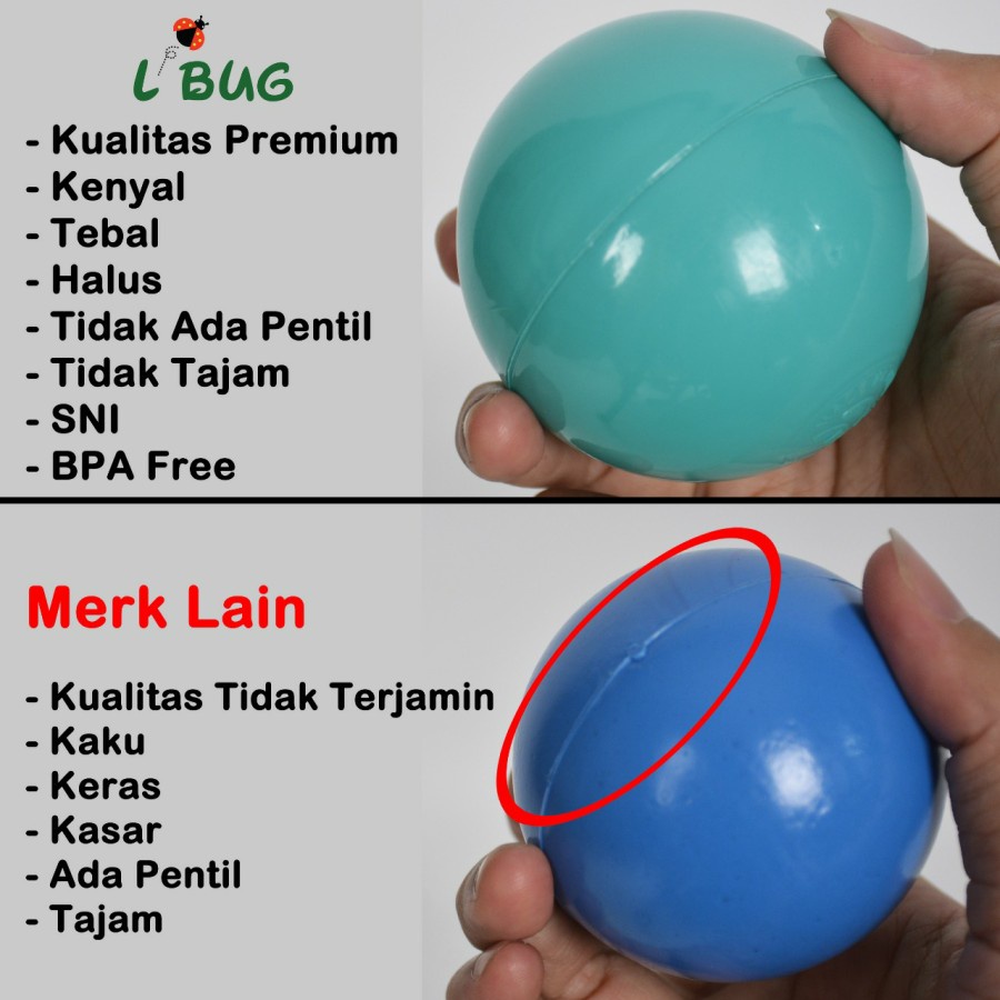 LBug Mainan Bola Plastik Warna Warni 100 Pcs (7cm) SH7001