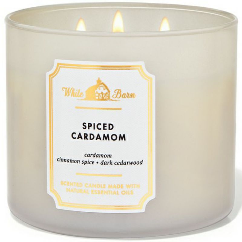 BATH AND BODY WORKS BBW SPICED CARDAMOM 3 WICK SCENTED CANDLE MADE WITH ESSENTIAL OILS 411 G