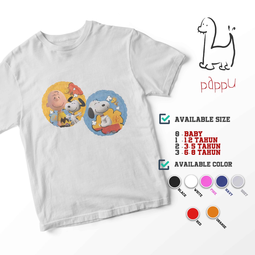 CI/39 Kaos Distro Anak Snoopy Cartoon Charlie Brown Peanuts Komik Comic T-Shirt