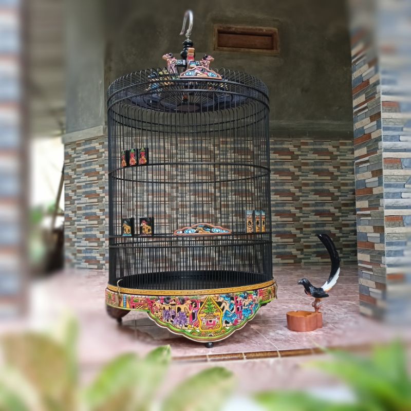 sangkar murai ukir cukit wayang