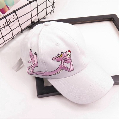 MURAH CUTIE STORE Topi Baseball Wanita Bordir Pink Panther Simple Gaya Korea untuk Olahraga /