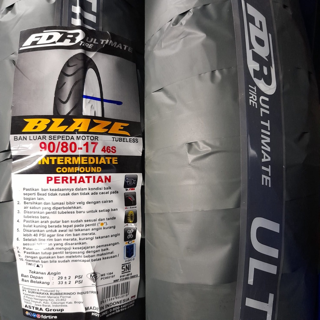 Ban motor bebek FDR Blaze 90 80 17 Tubeless