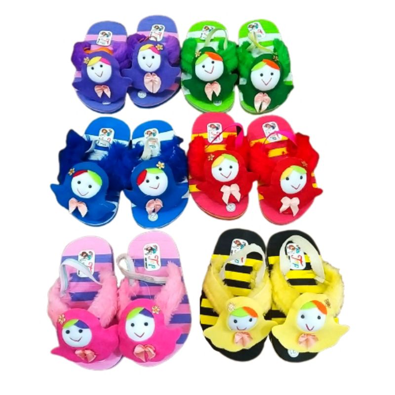 [1-3 TAHUN] Sandal Jepit Anak Perempuan Pelangi Sendal anak cewe / SANDAL BABY KIDS BONEKA HIJAB / SANDAL PREWALKER BAYI BONEKA HIJAB