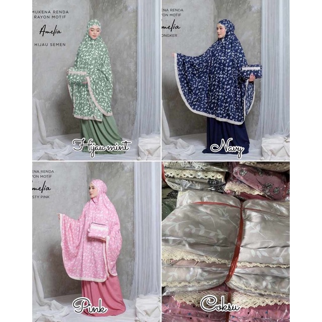 Mukena Dewasa Renda Rayon Motif 2in1 Amelia