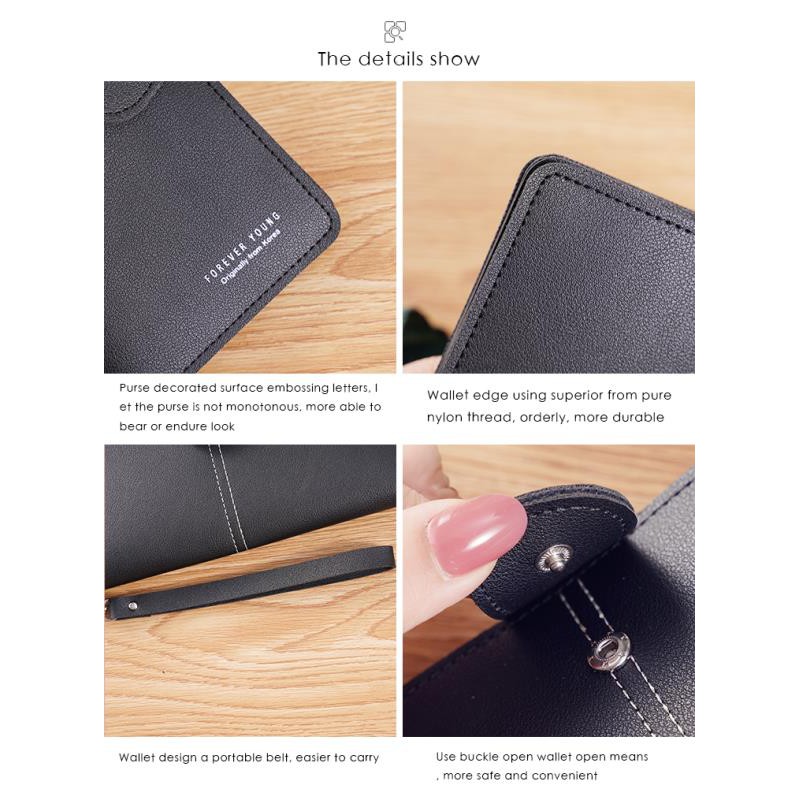 (COD) Dompet Wanita Dompet Panjang Dompet Kulit Lipat Women Wallet Pocket Import Quality