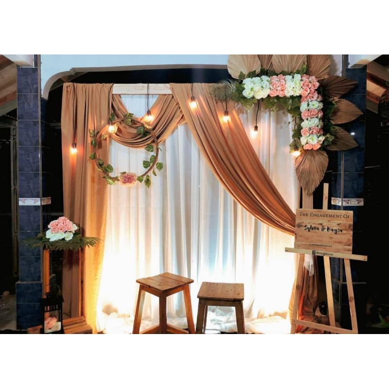 Kain habutei / kain habutai coklat / kain dekorasi lamaran coklat