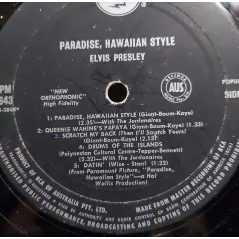 Vinyl Piringan Hitam 12&quot; Elvis Presley Paradise, Hawaiian Style