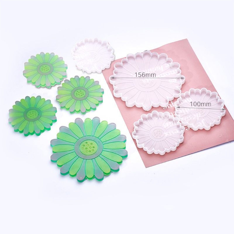 SIY  Sunflower Coaster Resin Molds Floral Shape Tray Epoxy Resin Molds Coaster Molds