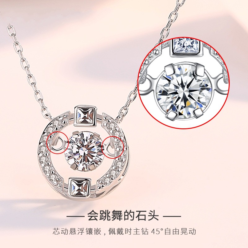 [Ready Stock]Fashion 925 Silver-Plated Diamond round Necklace