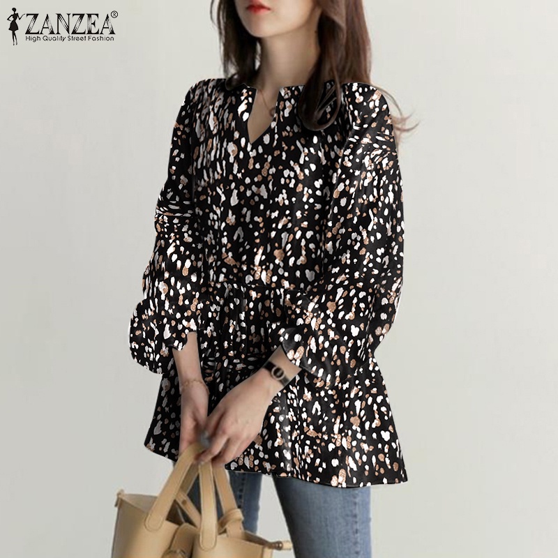 ZANZEA Women Fashion Long Flare Sleeve Drawstring Waist Casual Blouse