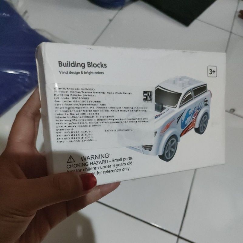 miniso building blocks series race club white mainan seperti lego mini