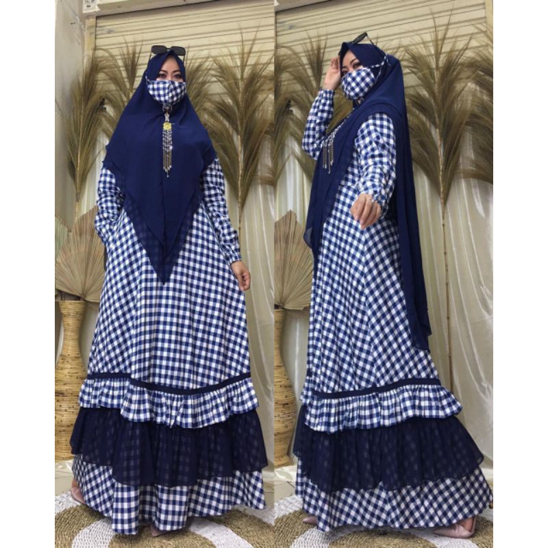 GAMIS SET SYAR'I TARTAN LIST PITA