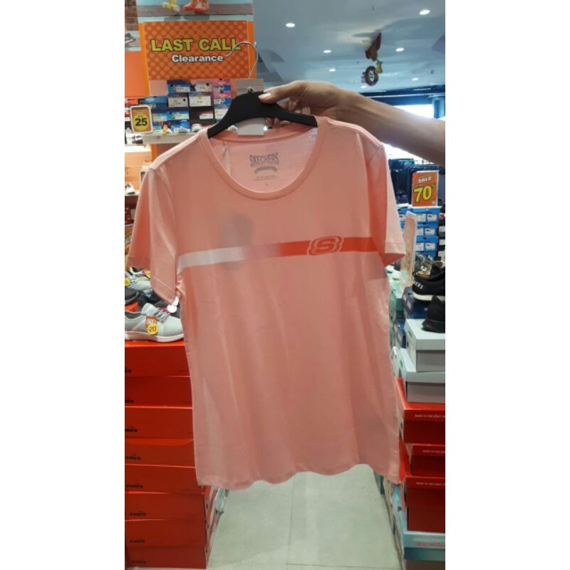 kaos skechers pink cewek wanita / t-shirt wanita skechers / kaos olahraga polyester wanita diskon