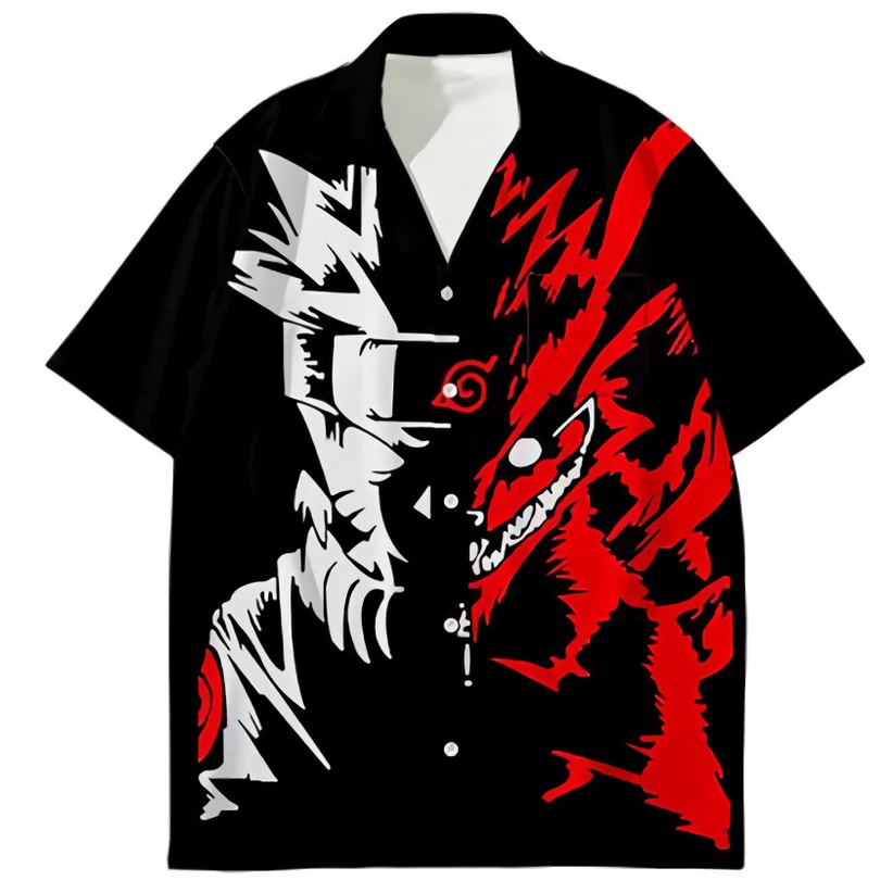 Kemeja Naruto 9tail Black Anime Manga Naruto Premium Unisex