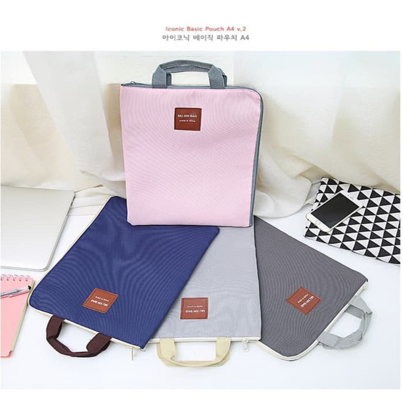 

Kantong tempat Map dokumen file A4 organizer Tas Laptop Kain It's My Favourite One Tali resleting