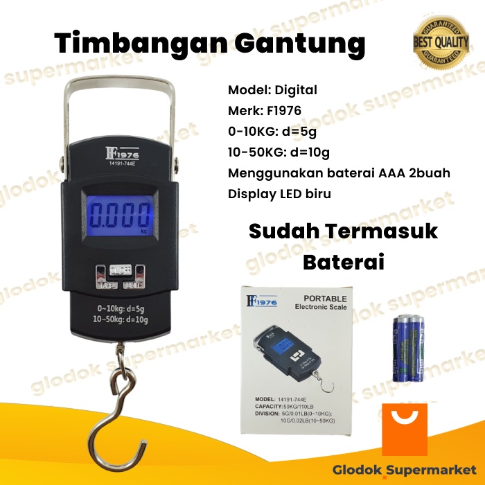 Timbangan Gantung Digital 50 kg Portable Electronic Scale F1976 Koper 50kg 14191-744E