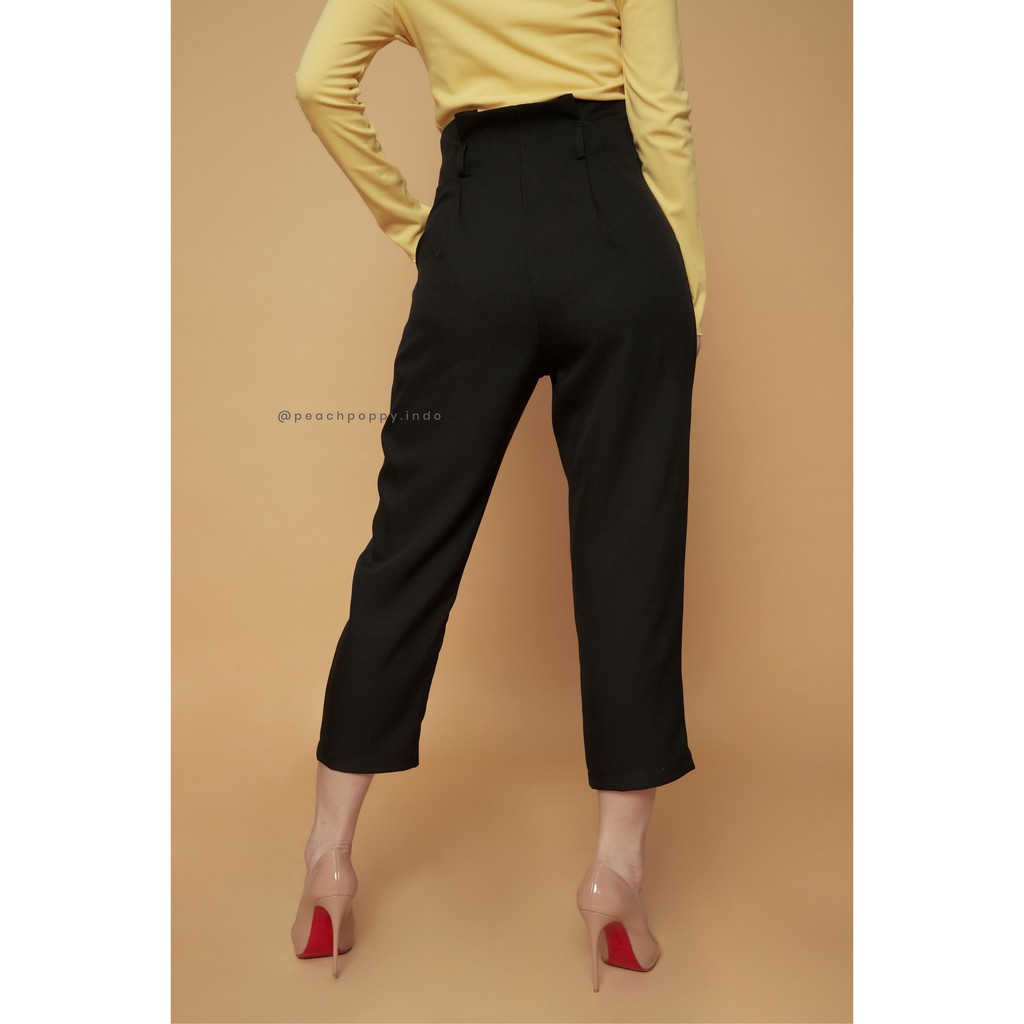 Peach Poppy Jiyu Pants - Celana Panjang Highwaist Bahan Wanita Casual Office All Size