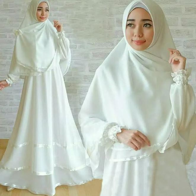 Gamis Anggun syari / Gamis Putih polos / Baju gamis Wanita Terbaru - /Fashion Muslim