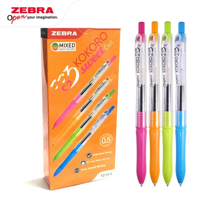 

[BOX/12 PCS] PULPEN GELPEN ZEBRA KOKORO SWEET BODY COLORS (TINTA HITAM)