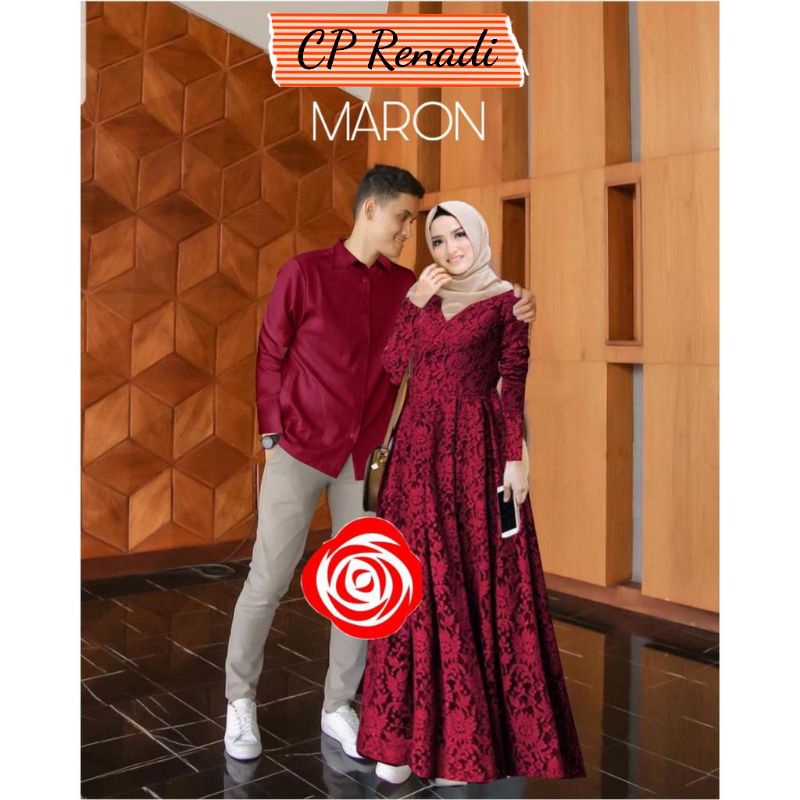 BAJU GAMIS DRESS BRUKAT BROKAT COUPLE LENGAN TANGAN PANJANG LAPIS FURING UNTUK PASANGAN KONDANGAN PE