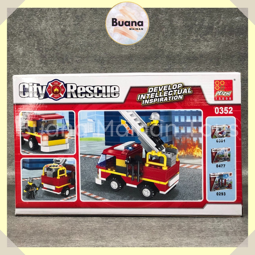 BRICKS PEIZHI CITY RESCUE MODEL PEMADAM KEBAKARAN MAINAN EDUKASI ANAK COWO BRICK BALOK 0352