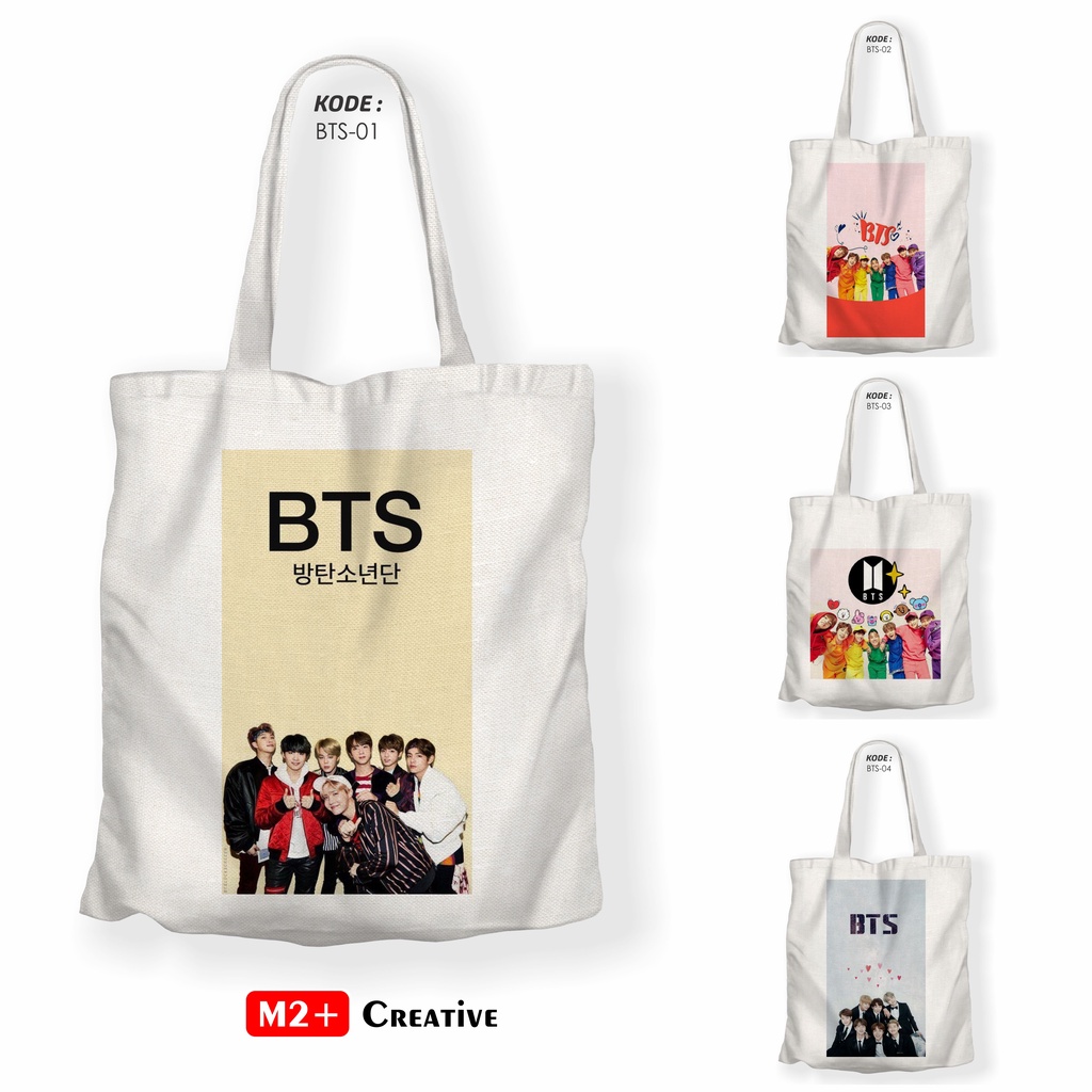Totebag BTS ARMY Aesthetic Tote Bag Kanvas Putih Estetik Tas Totebag Wanita Seri 1-4