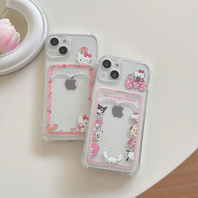 Soft Case Transparan Desain hello Kitty Untuk iPhone 12 13 Pro Max 11 X XR XSMAX