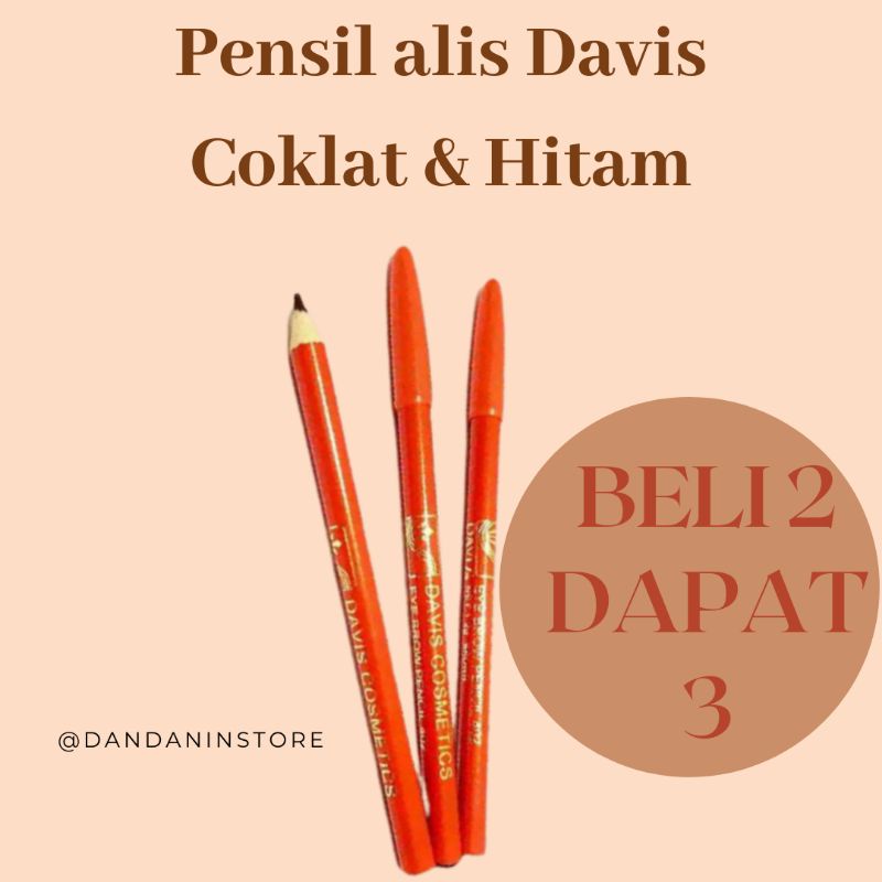 Buy 2 Get 3 Pensil Alis Drawing Eyebrow Davis oklat dan Hitam Murah Original Kosmetik Mata Wajah