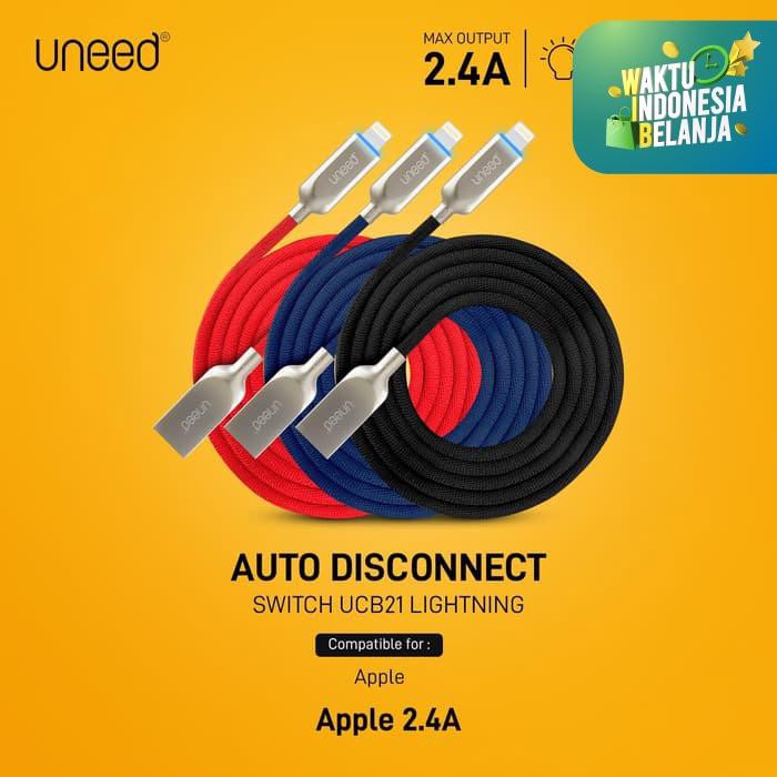 UNEED SWITCH AUTO DISCONNECT KABEL DATA LIGHTNING - UCB21I - BIRU