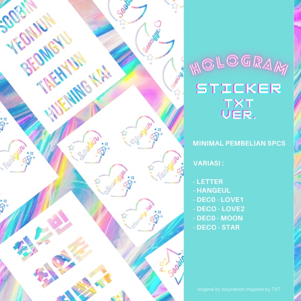 (MIN. 3PCS) STICKER TXT HOLOGRAM DECO FANMADE STIKER HOLOGRAM HIASAN LIGHTSTICK LAPTOP HANDPHONE MURAH