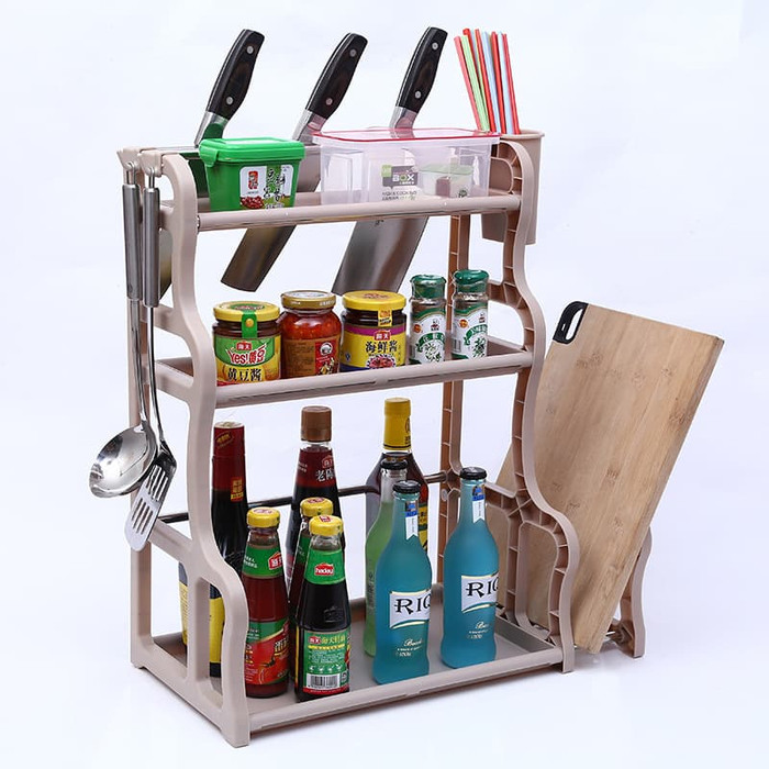 Rak Dapur Susun Serbaguna Minimalis (+gantungan & tempat sendok)