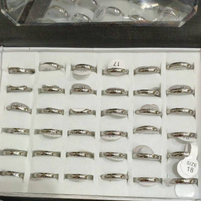 Cincin titanium 36pcs putih polos 3mili