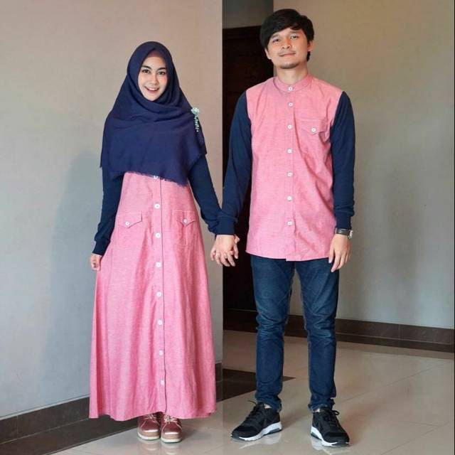 Baju muslim couple lucu dan murah | Dress dan Koko Aufia 02 Elbina Hijab