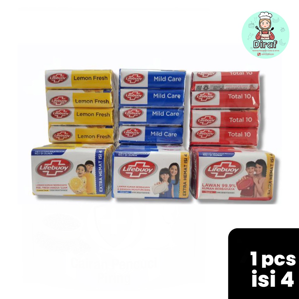 Sabun Mandi Lifeboy 1 pak Isi 4 Batang 60 g