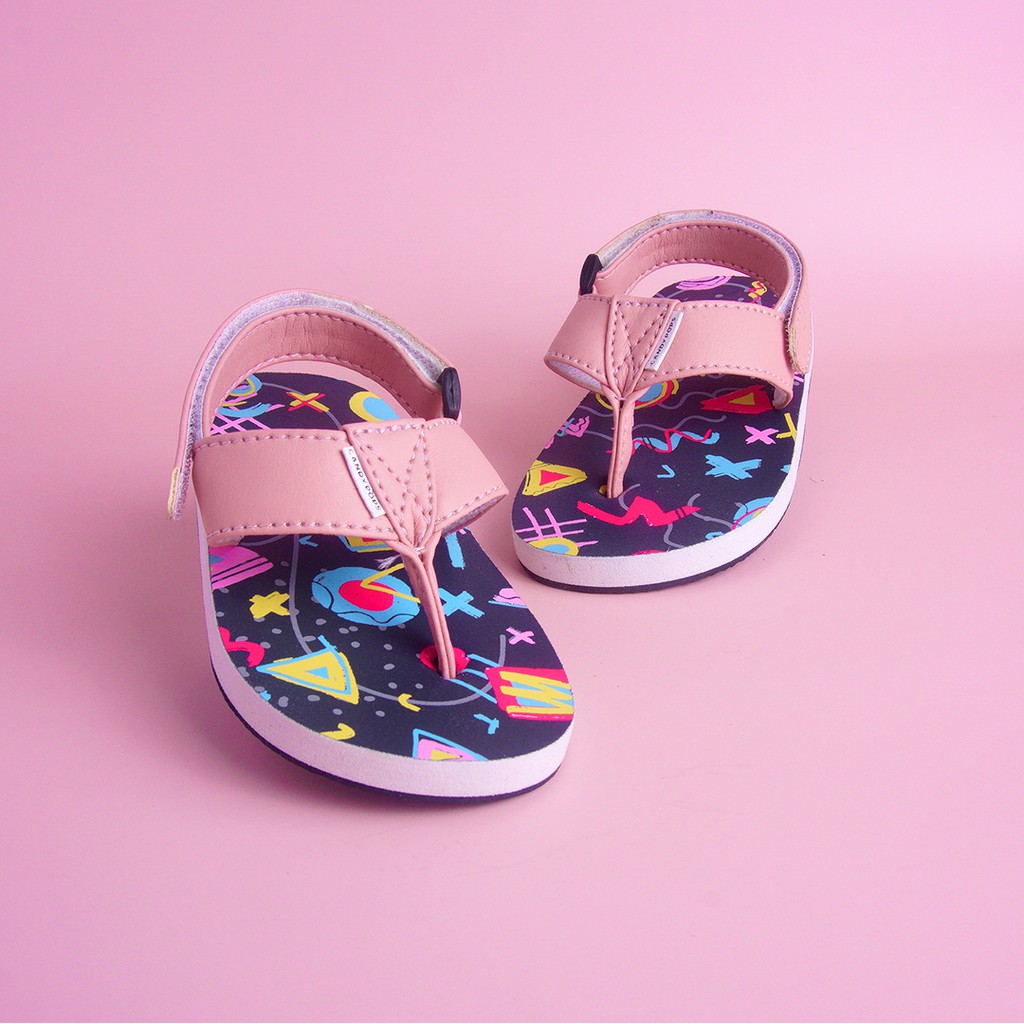 CANDYPOPS Sandal Jepit Anak Perempuan Altin Memphis Pink &amp; White Usia Balita 1 - 5 Tahun