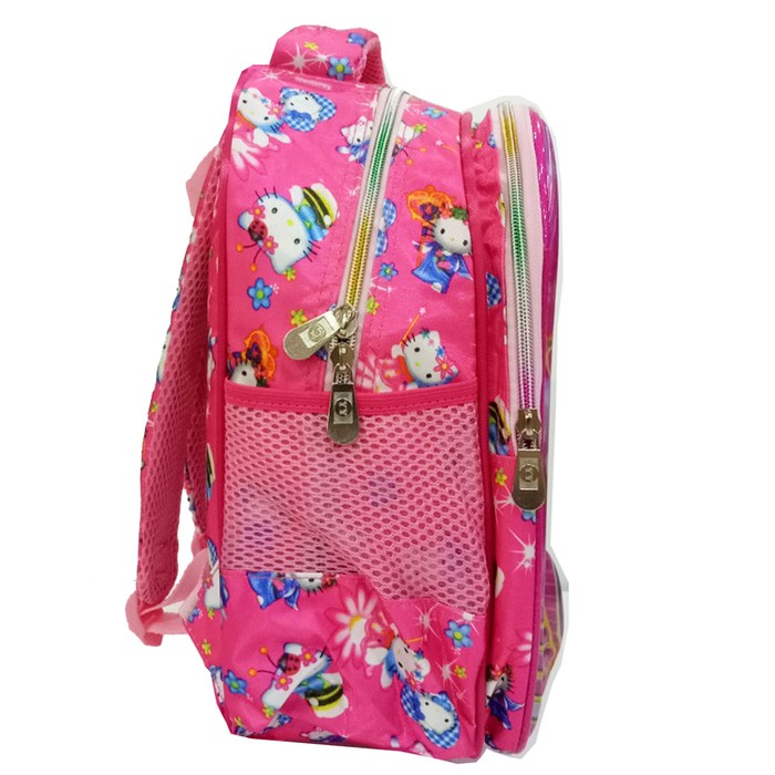 Tas Ransel TK Import Hello Kitty 5D Timbul Hologram Dua Kantung