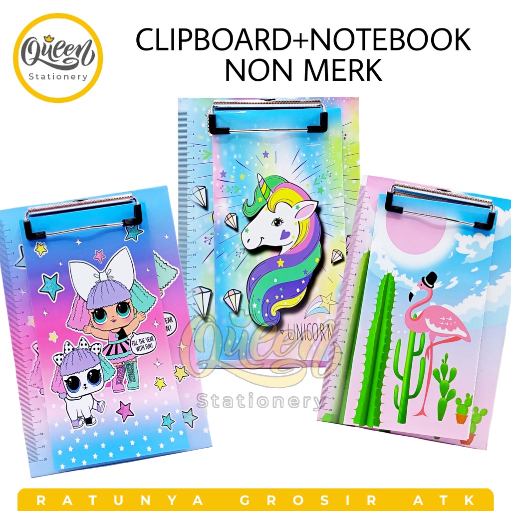 

CLIPBOARD + NOTEBOOK NON MERK / PAPAN UJIAN KARAKTER / ALAS UJIAN KARAKTER / PAPAN LUCU