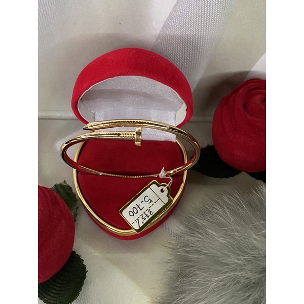 Gelang paku emas asli 375%
