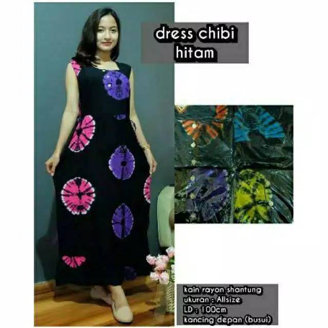 DASTER BUSUI CHIBI HITAM DASTER BATIK LENGAN PENDEK DADA KANCING DEPAN HARGA MURAH WANITA KEKINIAN