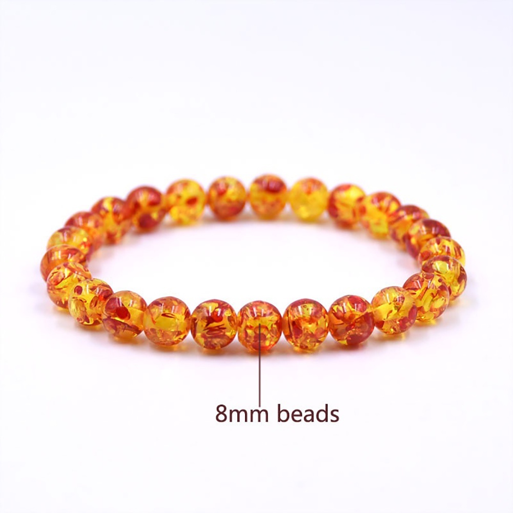 Hu Hu Hu Hu Hu Alat Bantu Pasang Kacamata♡ Gelang Manik-Manik Batu Amber Buatan Ukuran 8mm / 10mm Untuk Pria Dan Wanita